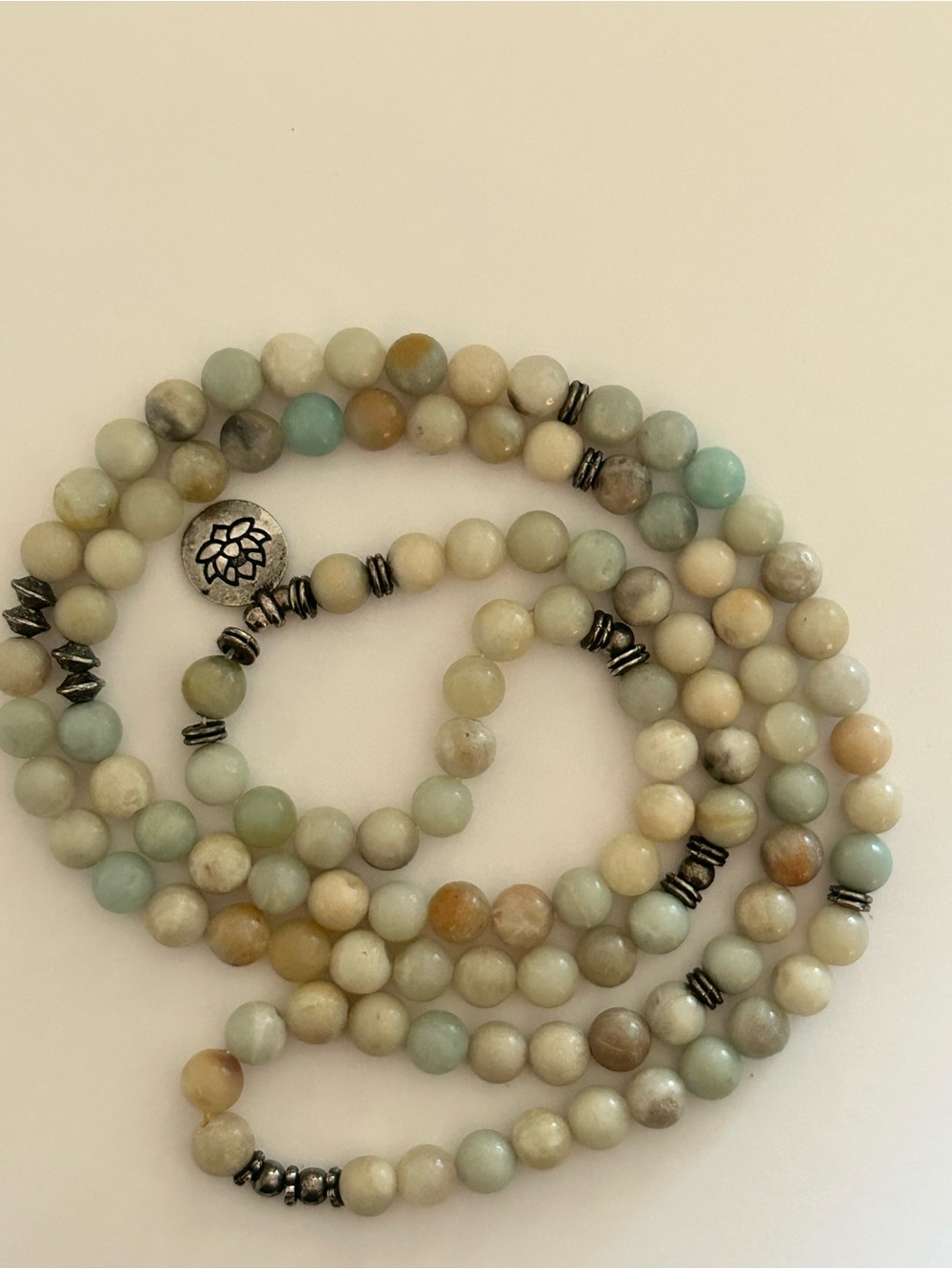 Beaded Amazonite Necklace Bracelet Set in Soft Pastel Tones